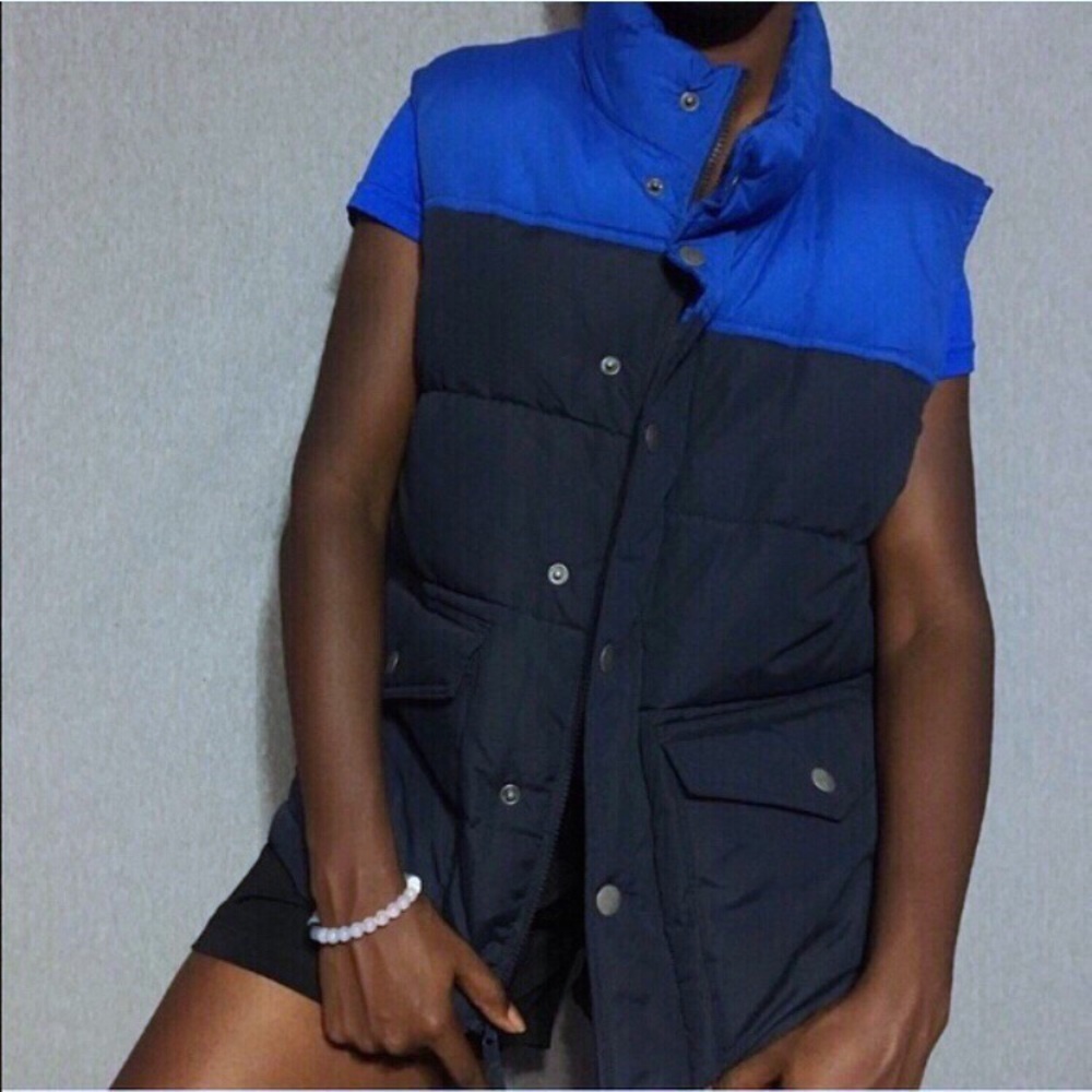 Vtg Button Goose Down sleeveless Bubble jacket M